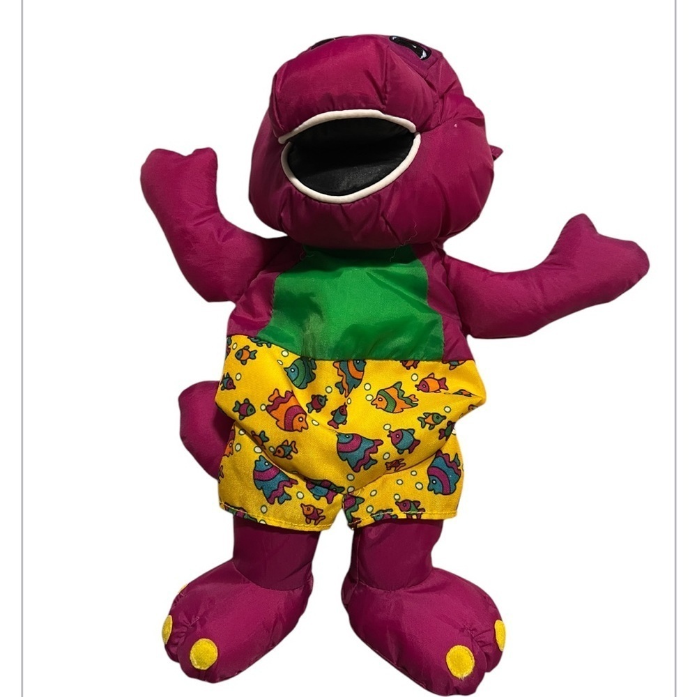 Vintage 1993 Playskool Barney Water Pals 13" Nylon Stuffed Animal Bath Toy
